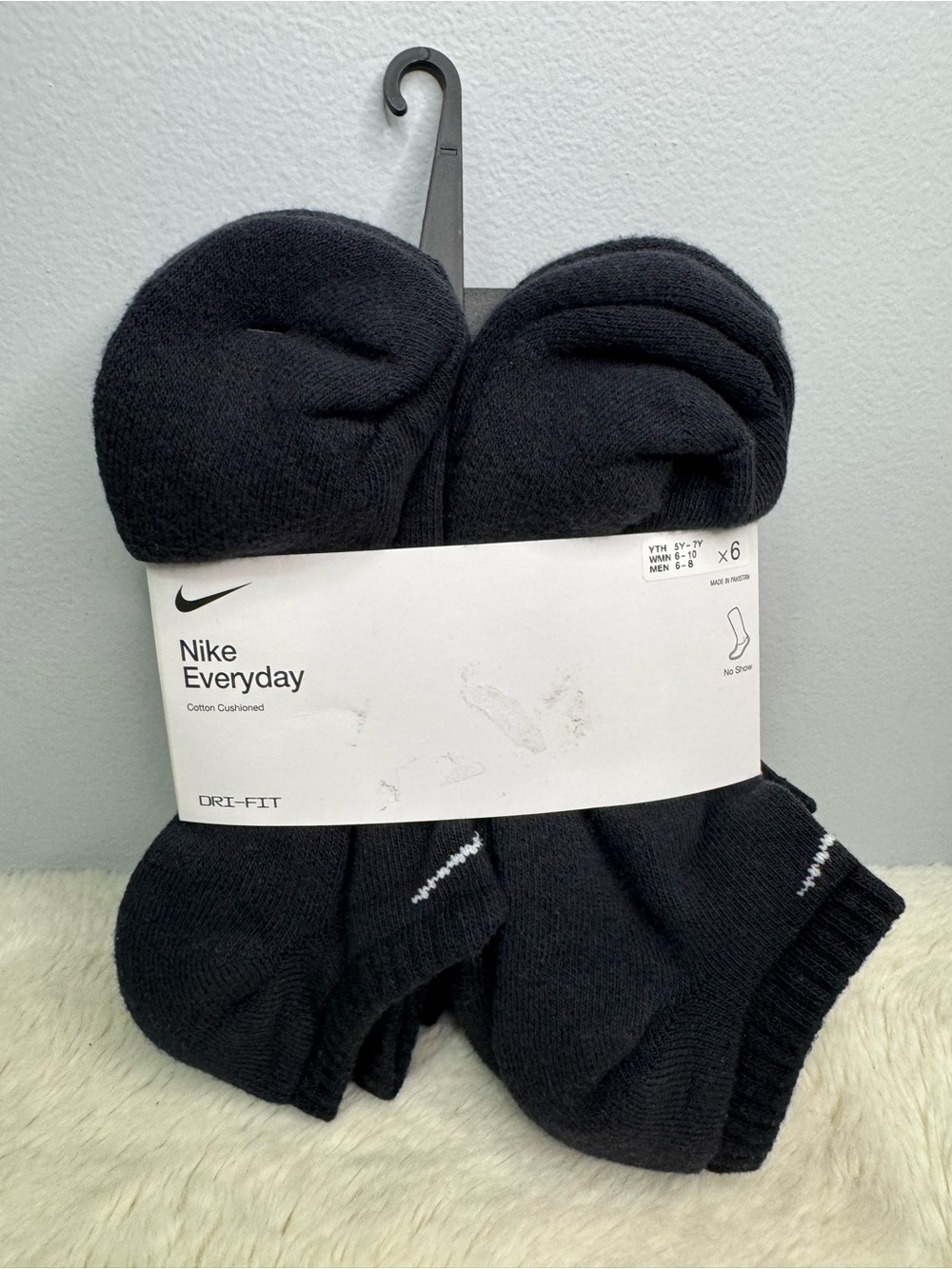 Nike Everyday No-Show Athletic Socks - Black (6-Pack)